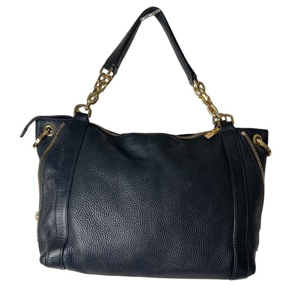 Michael Kors Handbag Pebbled Leather Black Zippers 15x10x5 - Picture 2 of 16